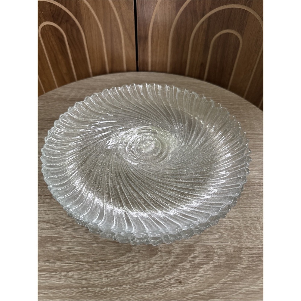 VINTAGE Arcoroc SEABREEZE Swirl-Clear Glass-Dinner Plates-Set of 5 Pieces-10"